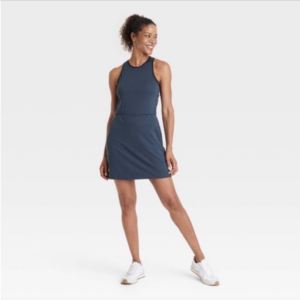 all in motion Sleeveless Racerback Active Dress in Navy w/Bra Cups & Shorts